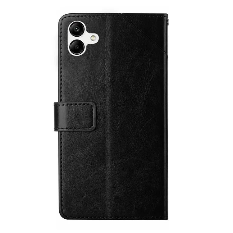 HT01 For Samsung Galaxy A06 Case Leather Phone Cover Y-Shaped Lines Imprint