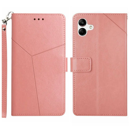 HT01 For Samsung Galaxy A06 Case Leather Phone Cover Y-Shaped Lines Imprint