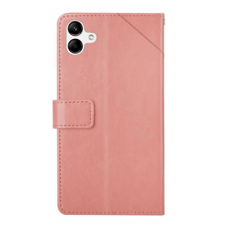 HT01 For Samsung Galaxy A06 Case Leather Phone Cover Y-Shaped Lines Imprint