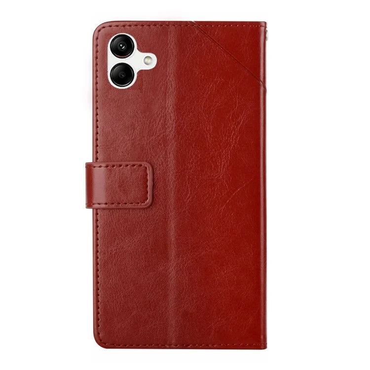 HT01 For Samsung Galaxy A06 Case Leather Phone Cover Y-Shaped Lines Imprint