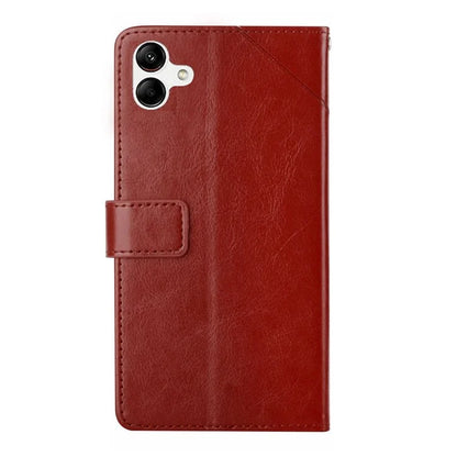 HT01 For Samsung Galaxy A06 Case Leather Phone Cover Y-Shaped Lines Imprint