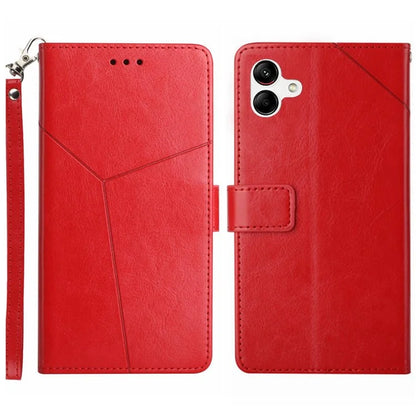 HT01 For Samsung Galaxy A06 Case Leather Phone Cover Y-Shaped Lines Imprint