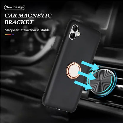 For Samsung Galaxy A06 Case Ring Kickstand Matte Soft TPU Phone Cover