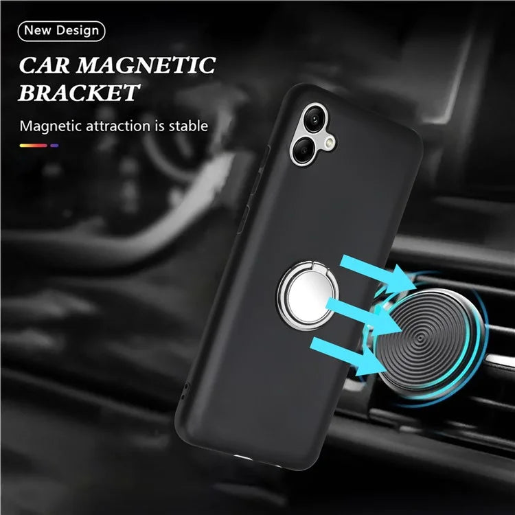 For Samsung Galaxy A06 Case Ring Kickstand Matte Soft TPU Phone Cover