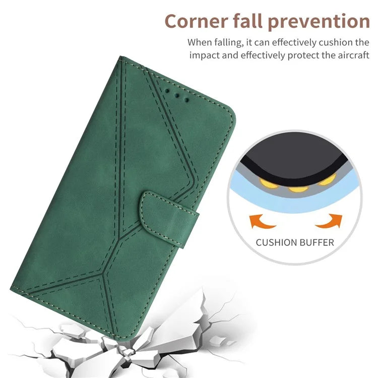 HT05 For Samsung Galaxy A06 Case Skin-Touch Lines PU Leather Phone Cover