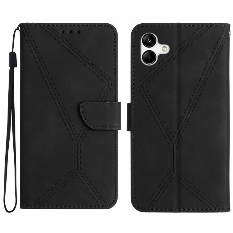 HT05 For Samsung Galaxy A06 Case Skin-Touch Lines PU Leather Phone Cover