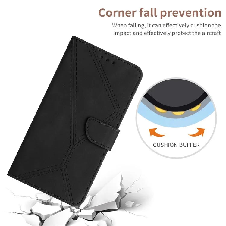 HT05 For Samsung Galaxy A06 Case Skin-Touch Lines PU Leather Phone Cover