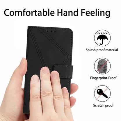 HT05 For Samsung Galaxy A06 Case Skin-Touch Lines PU Leather Phone Cover