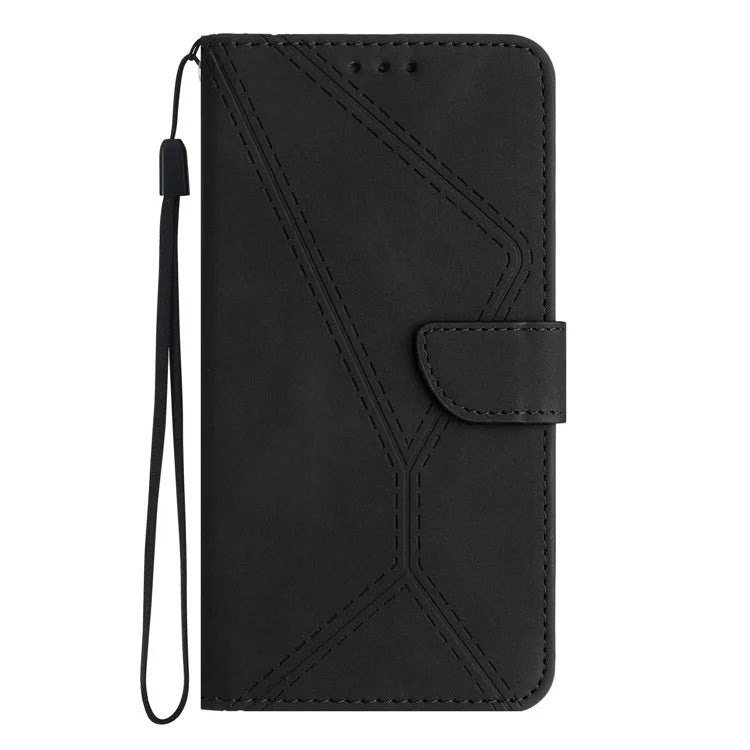 HT05 For Samsung Galaxy A06 Case Skin-Touch Lines PU Leather Phone Cover