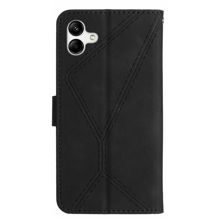 HT05 For Samsung Galaxy A06 Case Skin-Touch Lines PU Leather Phone Cover