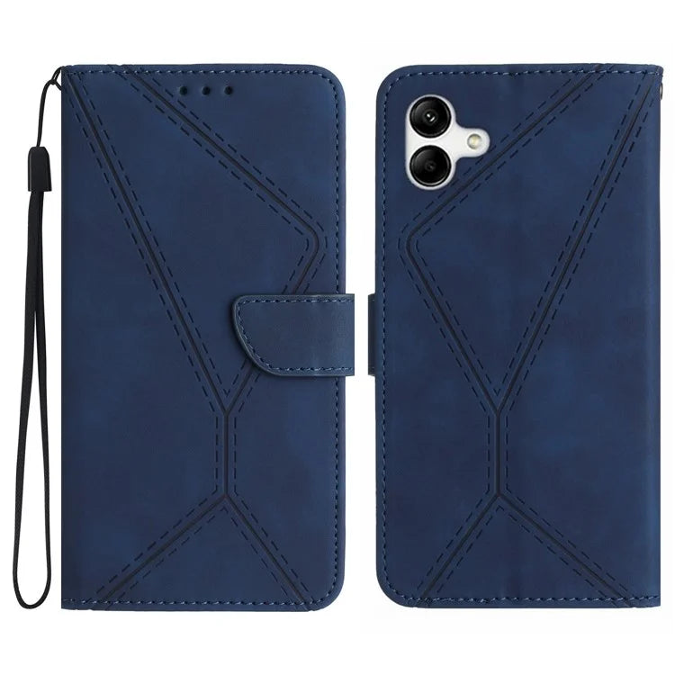 HT05 For Samsung Galaxy A06 Case Skin-Touch Lines PU Leather Phone Cover