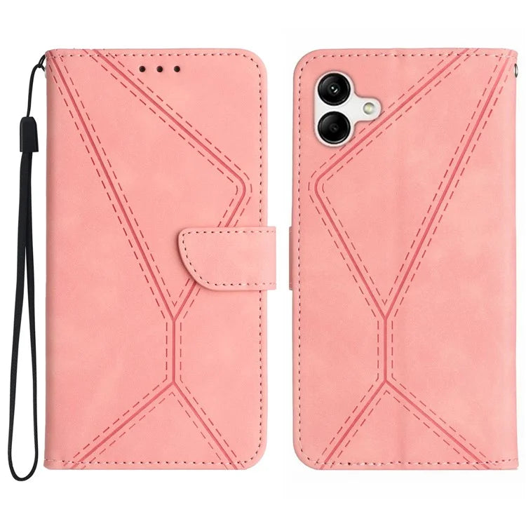 HT05 For Samsung Galaxy A06 Case Skin-Touch Lines PU Leather Phone Cover