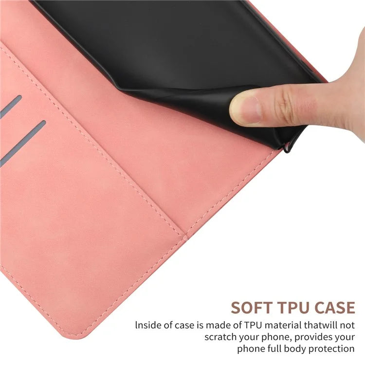HT05 For Samsung Galaxy A06 Case Skin-Touch Lines PU Leather Phone Cover