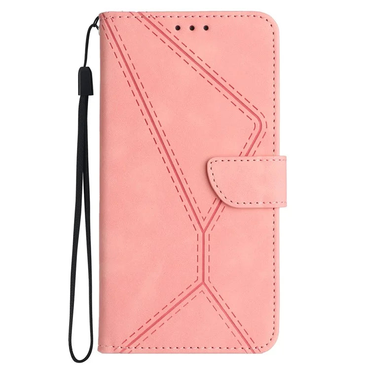 HT05 For Samsung Galaxy A06 Case Skin-Touch Lines PU Leather Phone Cover