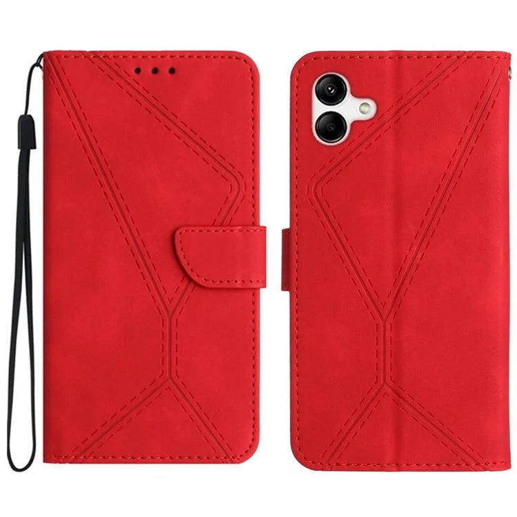HT05 For Samsung Galaxy A06 Case Skin-Touch Lines PU Leather Phone Cover