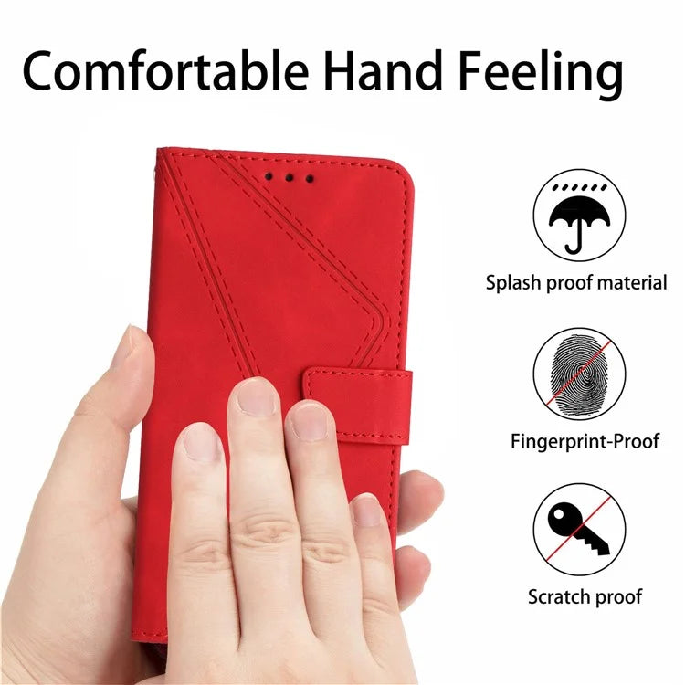 HT05 For Samsung Galaxy A06 Case Skin-Touch Lines PU Leather Phone Cover