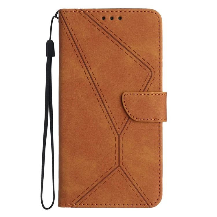 HT05 For Samsung Galaxy A06 Case Skin-Touch Lines PU Leather Phone Cover