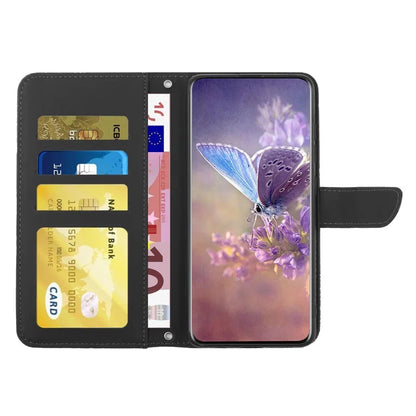HT03 For Samsung Galaxy A06 Case Butterfly Flower Imprint Leather Phone Cover with Shoulder Strap