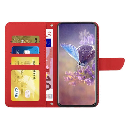 HT03 For Samsung Galaxy A06 Case Butterfly Flower Imprint Leather Phone Cover with Shoulder Strap