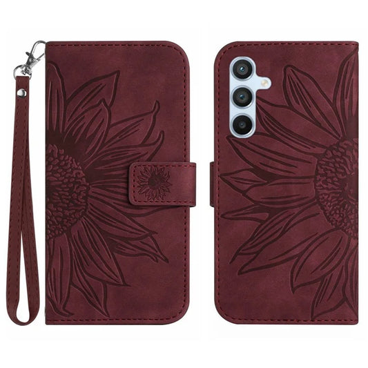 HT04 For Samsung Galaxy A16 5G Wallet Case Sunflower Leather Phone Cover with Wrist Strap