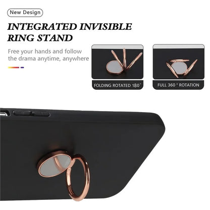 For Samsung Galaxy A16 5G Matte Case Ring Kickstand Soft TPU Phone Cover
