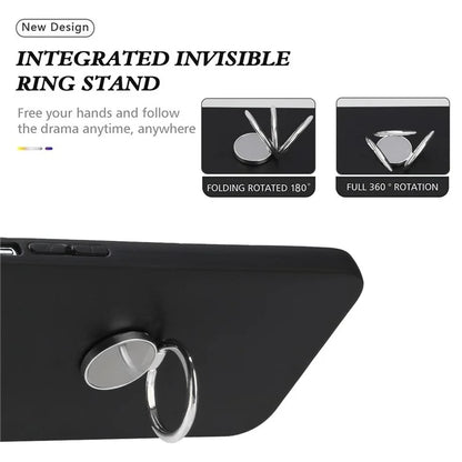 For Samsung Galaxy A16 5G Matte Case Ring Kickstand Soft TPU Phone Cover