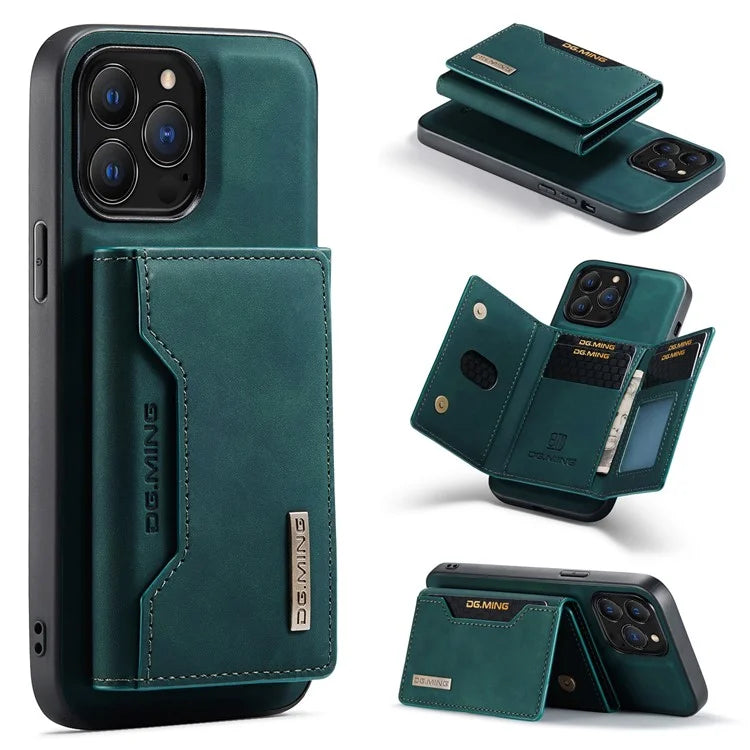 DG.MING M2 Series for iPhone 16 Pro Max Case PU+PC+TPU Phone Cover Detachable Wallet