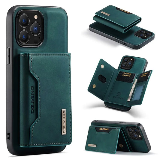 DG.MING M2 Series for iPhone 16 Pro Max Case PU+PC+TPU Phone Cover Detachable Wallet