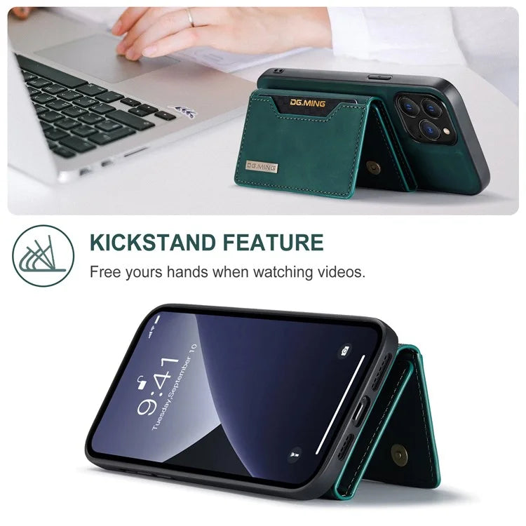 DG.MING M2 Series for iPhone 16 Pro Max Case PU+PC+TPU Phone Cover Detachable Wallet