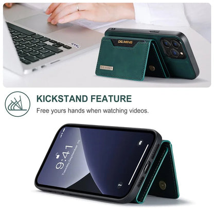 DG.MING M2 Series for iPhone 16 Pro Max Case PU+PC+TPU Phone Cover Detachable Wallet