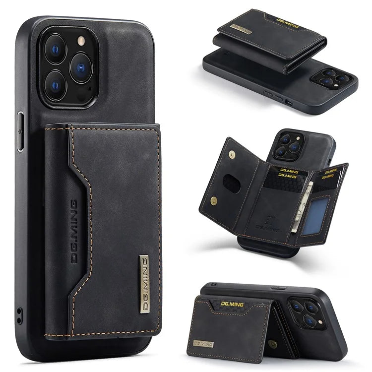 DG.MING M2 Series for iPhone 16 Pro Max Case PU+PC+TPU Phone Cover Detachable Wallet