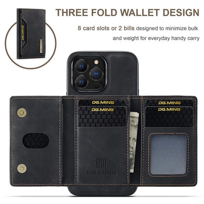 DG.MING M2 Series for iPhone 16 Pro Max Case PU+PC+TPU Phone Cover Detachable Wallet