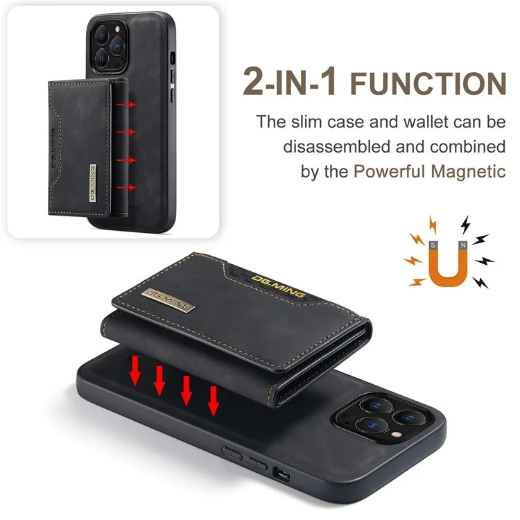 DG.MING M2 Series for iPhone 16 Pro Max Case PU+PC+TPU Phone Cover Detachable Wallet