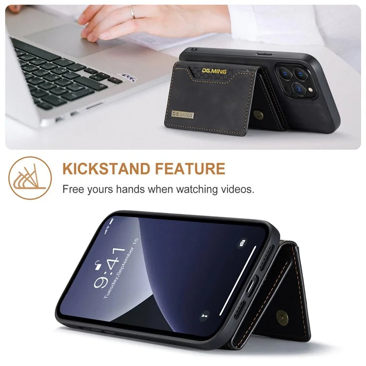DG.MING M2 Series for iPhone 16 Pro Max Case PU+PC+TPU Phone Cover Detachable Wallet