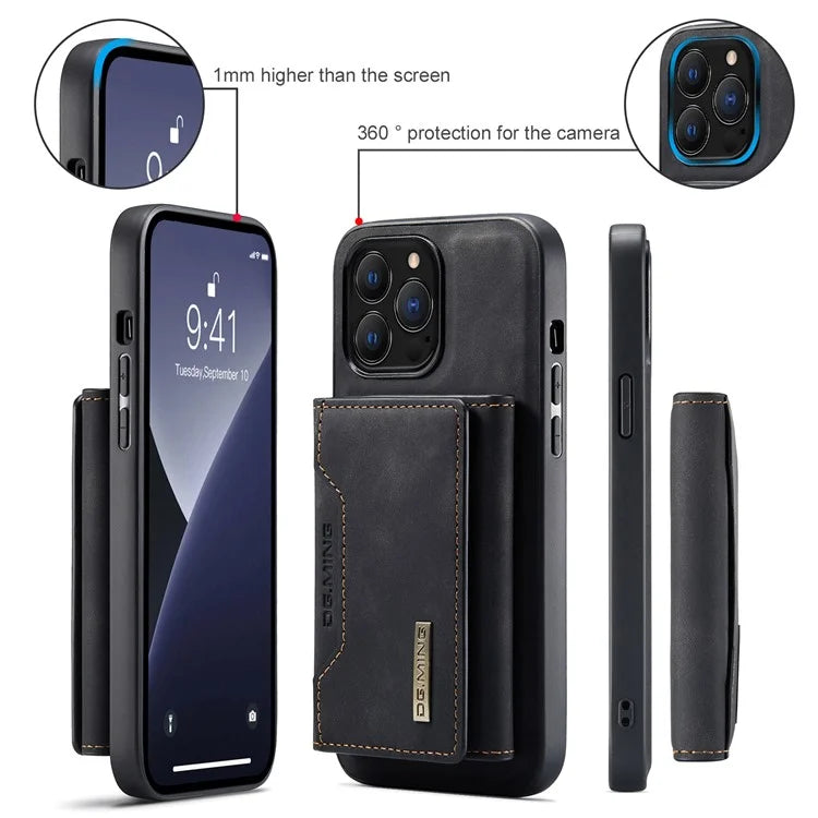 DG.MING M2 Series for iPhone 16 Pro Max Case PU+PC+TPU Phone Cover Detachable Wallet
