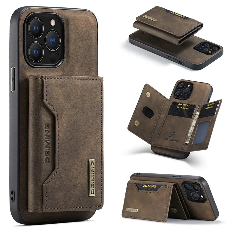 DG.MING M2 Series for iPhone 16 Pro Max Case PU+PC+TPU Phone Cover Detachable Wallet