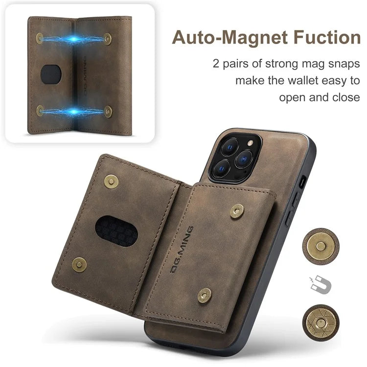 DG.MING M2 Series for iPhone 16 Pro Max Case PU+PC+TPU Phone Cover Detachable Wallet