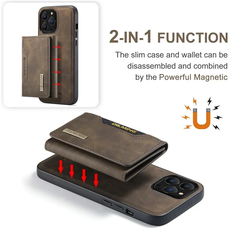 DG.MING M2 Series for iPhone 16 Pro Max Case PU+PC+TPU Phone Cover Detachable Wallet