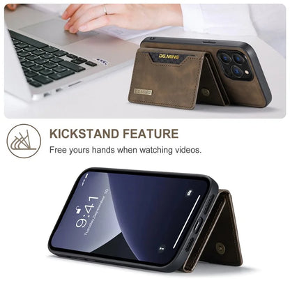 DG.MING M2 Series for iPhone 16 Pro Max Case PU+PC+TPU Phone Cover Detachable Wallet