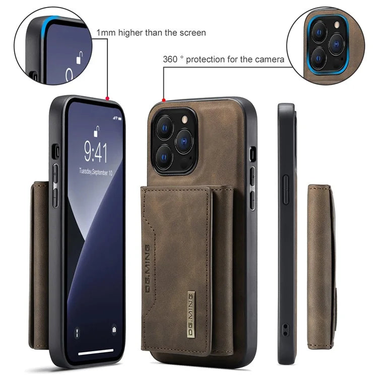 DG.MING M2 Series for iPhone 16 Pro Max Case PU+PC+TPU Phone Cover Detachable Wallet