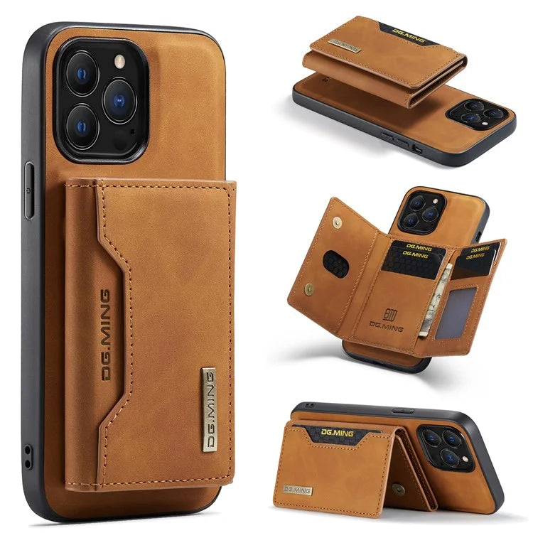 DG.MING M2 Series for iPhone 16 Pro Max Case PU+PC+TPU Phone Cover Detachable Wallet