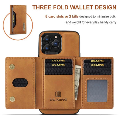 DG.MING M2 Series for iPhone 16 Pro Max Case PU+PC+TPU Phone Cover Detachable Wallet