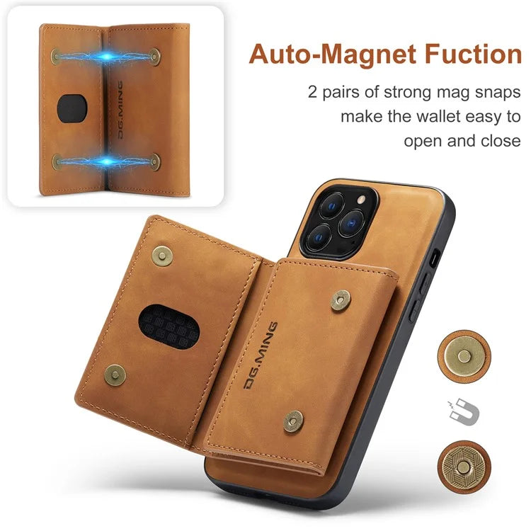 DG.MING M2 Series for iPhone 16 Pro Max Case PU+PC+TPU Phone Cover Detachable Wallet