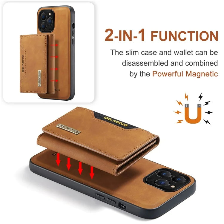 DG.MING M2 Series for iPhone 16 Pro Max Case PU+PC+TPU Phone Cover Detachable Wallet