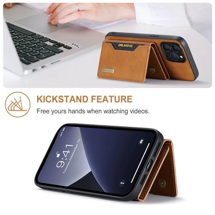 DG.MING M2 Series for iPhone 16 Pro Max Case PU+PC+TPU Phone Cover Detachable Wallet