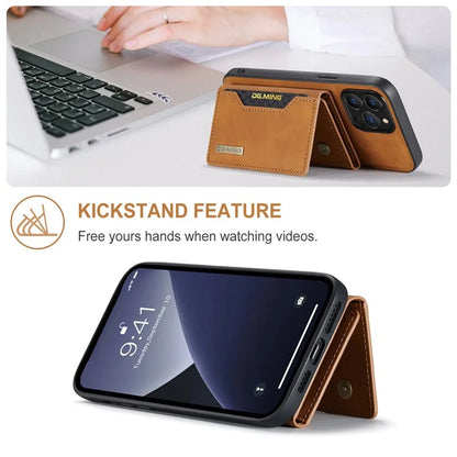 DG.MING M2 Series for iPhone 16 Pro Max Case PU+PC+TPU Phone Cover Detachable Wallet