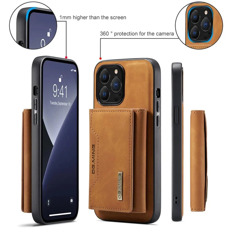 DG.MING M2 Series for iPhone 16 Pro Max Case PU+PC+TPU Phone Cover Detachable Wallet