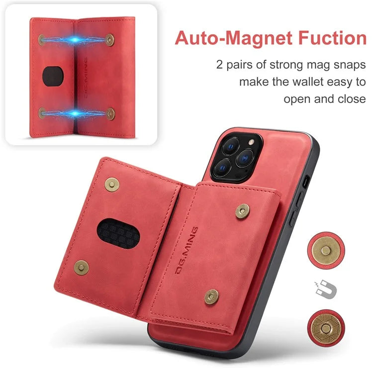DG.MING M2 Series for iPhone 16 Pro Max Case PU+PC+TPU Phone Cover Detachable Wallet