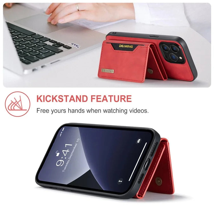 DG.MING M2 Series for iPhone 16 Pro Max Case PU+PC+TPU Phone Cover Detachable Wallet