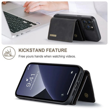 DG.MING M1 Series for iPhone 16 Pro Max Case Kickstand PU Phone Cover with Detachable Wallet